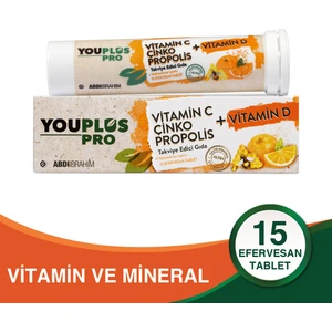 Pro Vitamin C, D, Çinko & Propolis 15 Efervesan Tablet - Abdi İbrahim