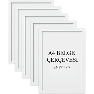 Özcanlar Çerçeve 5'li Set A4 Çerçeve Ucuz 21X29,7 Sertifika Evrak Diploma Belge Fotoğraf Çerçevesi Duvara Asılabilir Ofis