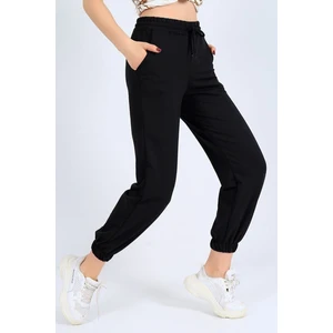 DAXİS Sportwear Company  Kadın Siyah Jogger Iki Iplik Beli Lastikli Eşofman Altı
