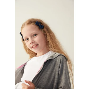 Kız Çocuk Önden Fermuarlı Kapüşonlu Hırka