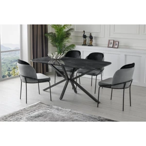 Polo Çapraz High Gloss Yemek Masa Sandalye Takımı 90X160CM