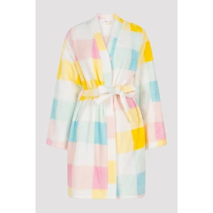 Colored Gingham Fluffy Sabahlık