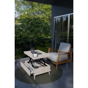 Berlin Ahşap Orta Sehpa Çekmeceli Antik Beyaz Renk