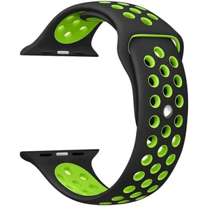 Apple Watch Seri (Tüm Seriler) ile Uyumlu 42-44-45 mm Small Beden(S Size) Delikli Silikon Kordon Siyah Yeşil