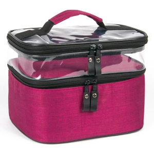 Makyaj Çantası Çift Bölmeli Makyaj Seti Çantası Makyaj Kozmetik Çantası Şeffaf Makyaj Çantası