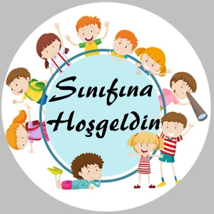 Tellgraf Reklam Hizmetleri Sınıfına Hoşgeldin Yazılı Okul Defter Kitap Etiketi Stickerı 4 x 4 cm 24 Adet
