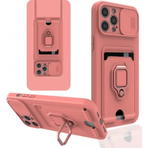 Aqua Aksesuar iPhone 12 Pro Max Kılıf Kamera Korumalı Kartvizitli Zuma Silikon - Pembe