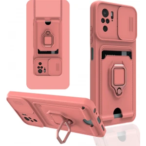 Aqua Aksesuar Xiaomi Redmi Note 10S Kılıf Kamera Korumalı Kartvizitli Zuma Silikon - Pembe