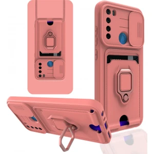 Aqua Aksesuar Xiaomi Redmi Note 8 Kılıf Kamera Korumalı Kartvizitli Zuma Silikon - Pembe
