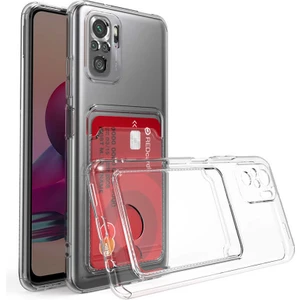Xiaomi Redmi Note 10S Uyumlu Kılıf Kartlık Bölmeli Arkası Şeffaf Soft Dayanıklı Kılıf Kapak
