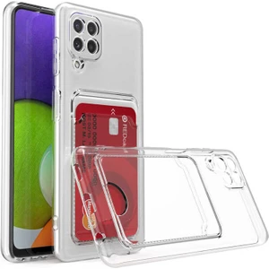 Samsung Galaxy M12 Uyumlu Kılıf Kartlık Bölmeli Arkası Şeffaf Soft Dayanıklı Kılıf Kapak