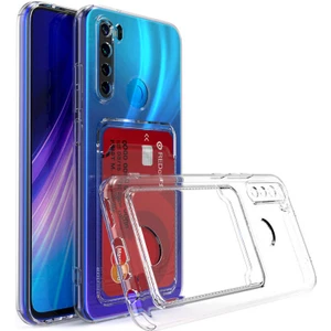 Xiaomi Redmi Note 8 Uyumlu Kılıf Kartlık Bölmeli Arkası Şeffaf Soft Dayanıklı Kılıf Kapak