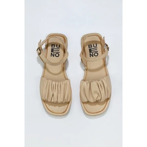Bueno Shoes Bej Deri Kadın Düz Sandalet