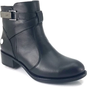 1015 Hakiki Deri Günlük Kadın Bot-Siyah