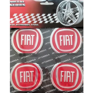Fiat Kırmızı Alüminyum Yapıştırma Jant Göbeği 4 Lü 60MM