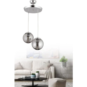 Istanbul Avize Sarkıt 2'li Gümüş Füme Glop Camlı Avize