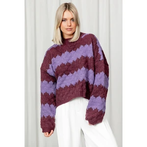 Lila Desenli Oversize Kazak MG1205