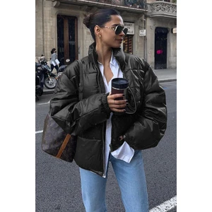 Siyah Oversize Basic Deri Mont MG1387