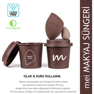 Coffee Cup Hijyenik Makyaj Süngeri Walnut Coffee 1 Pro + 1 Mini
