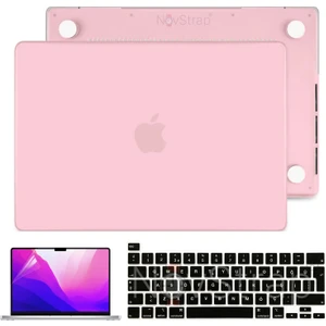 Novstrap Apple MacBook Pro 13 Inç 2021 M1 Çip A2338 Uyumlu Mat Kılıf + Siyah Klavye Kılıfı + Film