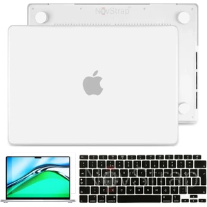 Novstrap Apple MacBook Air 13 Inç 2021 M1 Çip A2337 Uyumlu Mat Kılıf + Siyah Klavye Kılıfı + Film