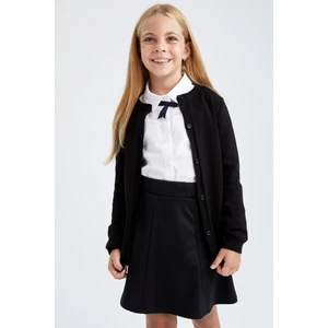 Kız Çocuk Siyah Bisiklet Yaka Triko Okul Hırkası N8407A622AU