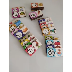 Montessori Renkli Alfabe Eşleştirmeli  Puzzle