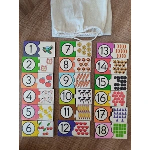 Montessori Renkli Sayı ve Miktarları Eşleştirme Puzzle