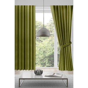 Mevva Home Kadife Fon Tek Kanat Perde (1x2 Seyrek Pileli) -Fıstıkyeşili