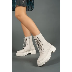 Bej Kadın Fermuarlı Bot 0012299