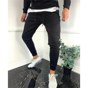 DAXİS Sportwear Company  Erkek Siyah Slimfit Lastikli Paçalı Eşofman Altı