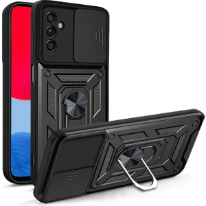 Samsung Galaxy M23 Kılıf Kamera Korumalı Sürgülü Yüzüklü Armor Military Tank