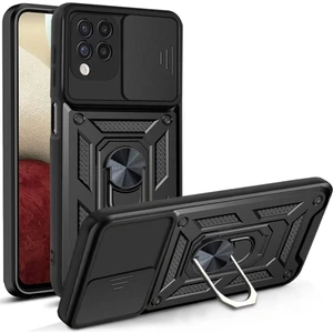 Samsung Galaxy M33 Kılıf Kamera Korumalı Sürgülü Yüzüklü Armor Military Tank