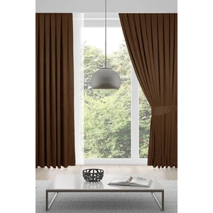 Mevva Home Kadife Fon Tek Kanat Perde (1x2 Seyrek Pileli) -Sütlü Kahve