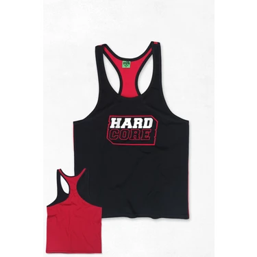Ghedto Hard Core Fitness Gym Siyah Kırmızı Sporcu Atleti L Beden Nefes Alabilir Kumaş Tank