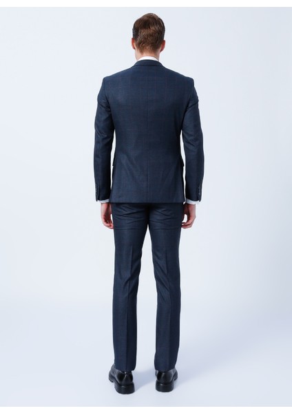 ALTINYILDIZ CLASSICS Erkek Petrol-Bordo Slim Fit Kareli Takım Elbise indirimleri