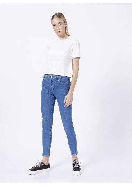 Bisiklet Yaka Baskılı Krem Kadın T-Shirt V2YI06K8HM0-ADELE Crop T-Shırt fiyatları