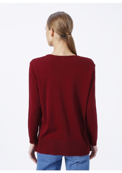 V Yaka Kırmızı Kadın Kazak ORINAV-SK22 fırsatları