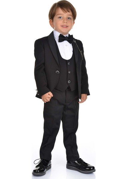 Ceketli Yelekli Erkek Çocuk Damatlık Takım Elbise