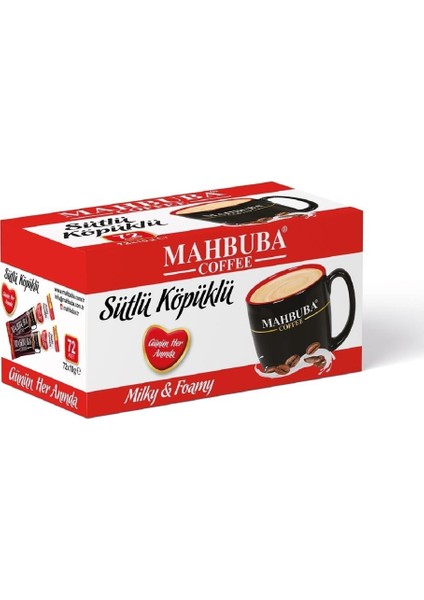 Coffee 3ü1 Arada Sütlü Köpüklü 72x10gr Mini Küçük Boy İkramlık Otobüs Hazır Kahve Kutu