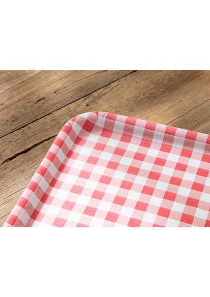 Gingham Red Melamin Kaydırmaz Tepsı 20X28,5 cm Kırmızı