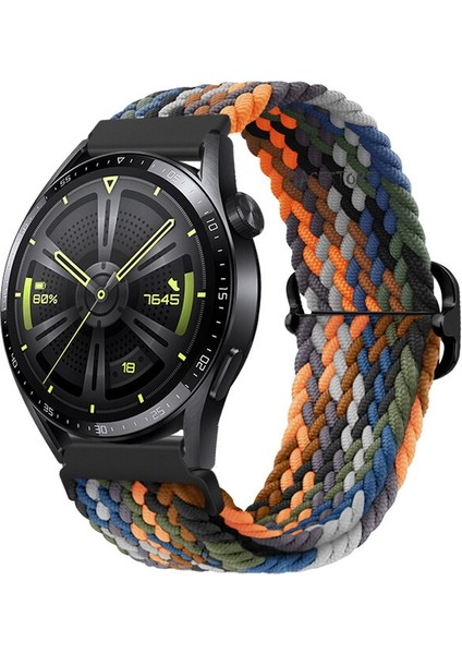 Samsung Galaxy Active 2 40MM Uyumlu (20MM Pim) Kordon Kayış Örgü Hasır Loop Tokalı Rainbow Renkli Örgülü Karışık Renkli