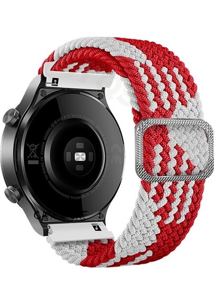 Samsung Galaxy Active 2 40MM Uyumlu (20MM Pim) Kordon Kayış Örgü Hasır Loop Tokalı Rainbow Renkli Örgülü Karışık Renkli