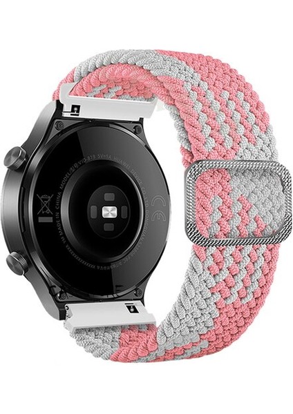 Samsung Galaxy Active 2 40MM Uyumlu (20MM Pim) Kordon Kayış Örgü Hasır Loop Tokalı Rainbow Renkli Örgülü Karışık Renkli