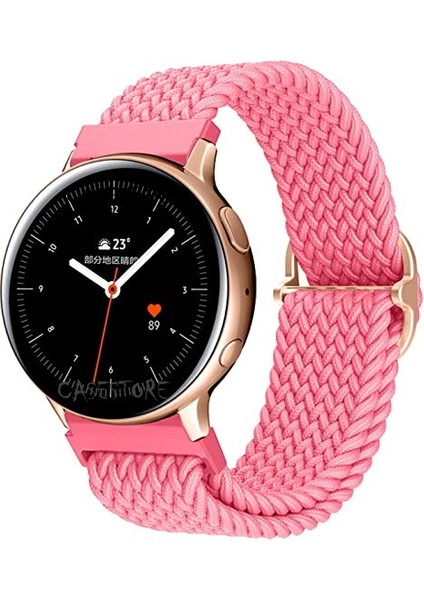 Samsung Galaxy Active 2 40MM Uyumlu (20MM Pim) Kordon Kayış Örgü Hasır Loop Tokalı Rainbow Renkli Örgülü Karışık Renkli