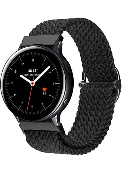 Samsung Galaxy Active 2 40MM Uyumlu (20MM Pim) Kordon Kayış Örgü Hasır Loop Tokalı Rainbow Renkli Örgülü Karışık Renkli