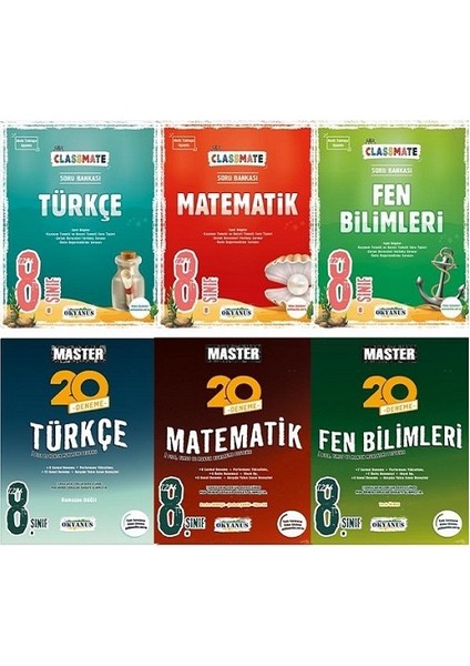 8. Sınıf Classmate Türkçe+Matematik+Fen Bilimleri Soru Bankası+8. Sınıf Master 20 Türkçe+Matematik+Fen Bilimleri Denemesi