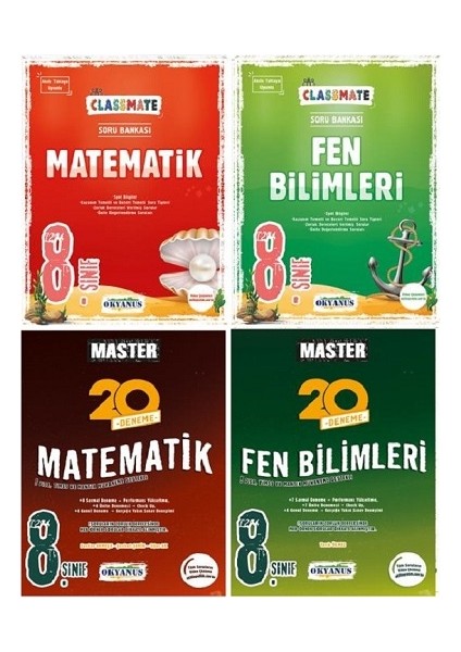 8. Sınıf Classmate Matematik+Fen Bilimleri Soru Bankası+8. Sınıf Master 20 Matematik+Fen Bilimleri Denemesi
