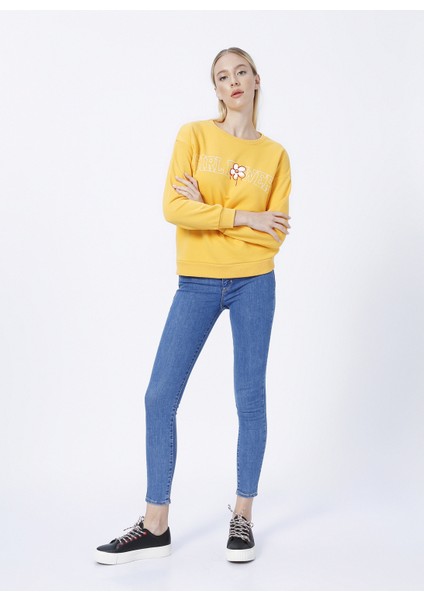 Baskılı Hardal Kadın Sweatshirt 22K0573K1 fiyatları