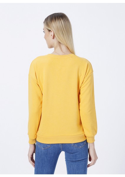 Baskılı Hardal Kadın Sweatshirt 22K0573K1 fırsatları